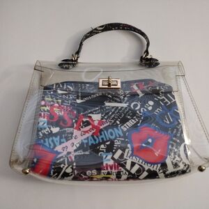 Transparent Graphic Print Handbag